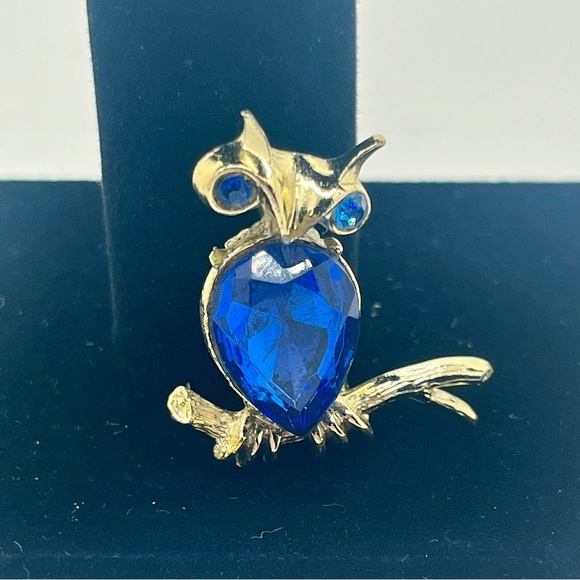 Doddz Jelly Belly style Owl Brooch with Striking Blue Stones. Signed. - Picture 8 of 9